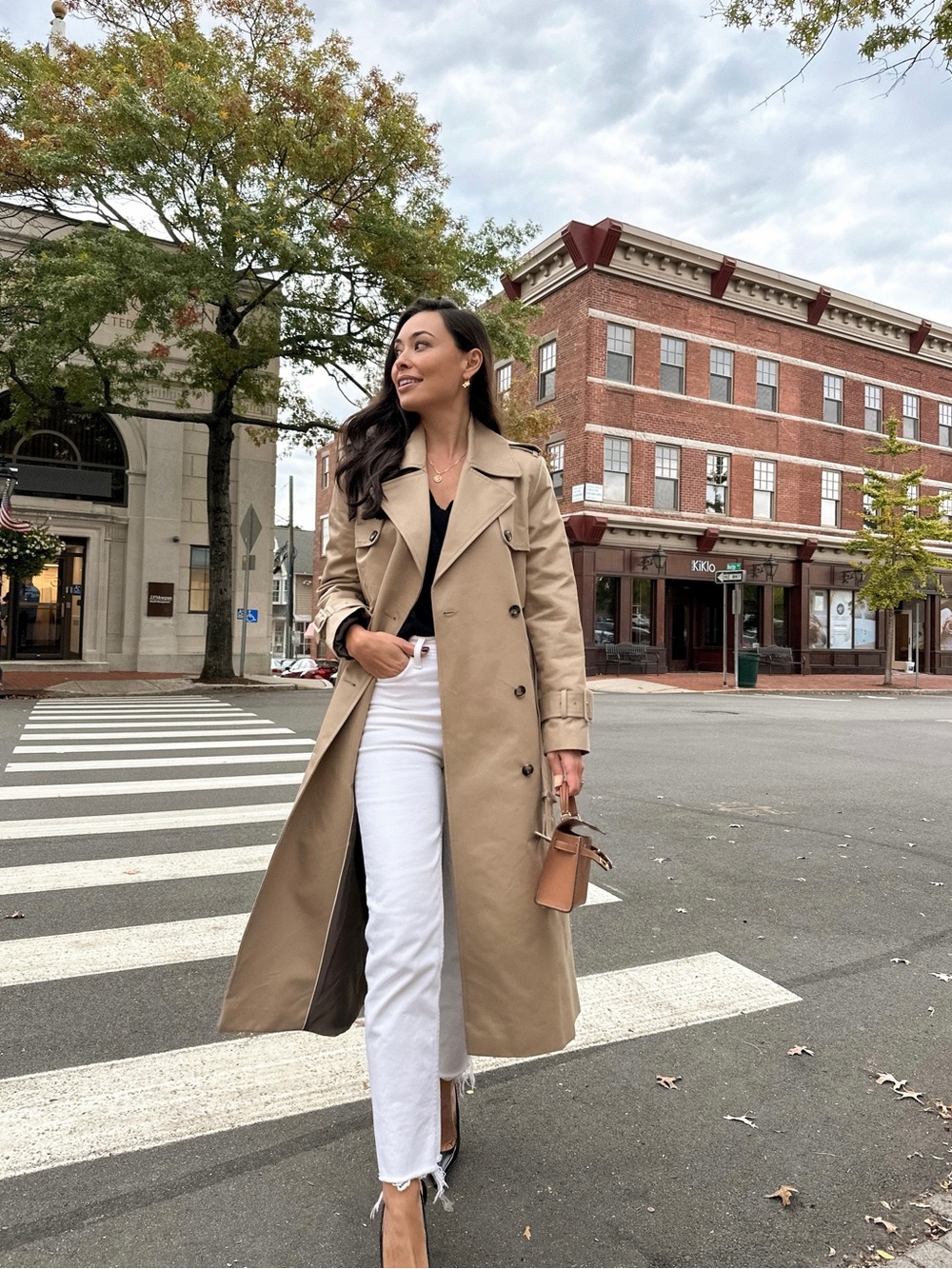 Mango Beige Double-Breasted Trench Coat